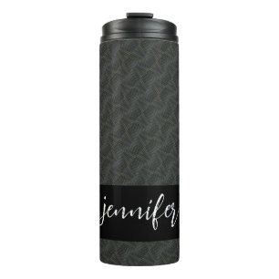 Customizable name Grey steel seamless pattern Thermal Tumbler