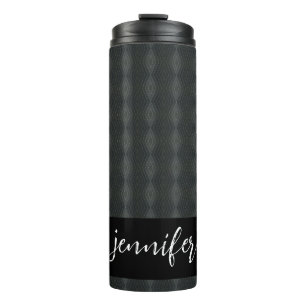 Customizable name Grey steel seamless pattern Thermal Tumbler