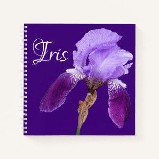 Customizable name Iris pretty purple flower boho Notebook