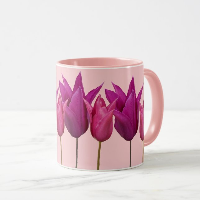 Customizable name Jennifer pretty pink tulip fun Mug (Front Right)