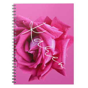 Customizable name Karen hot pink rose floral  Notebook