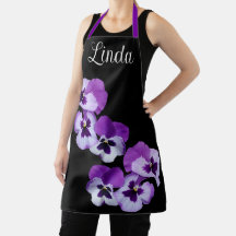 Customizable name Linda pretty purple pansy floral