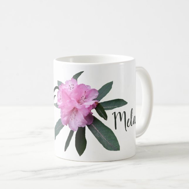 Customizable name Melanie pretty pink floral cute Coffee Mug (Front Right)