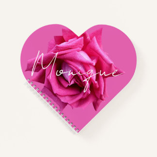 Customizable name Monique floral pretty pink rose Notebook