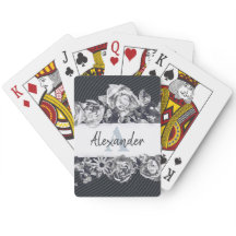 Customizable Name Navy Roses Stylish Chic Monogram