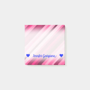 Customizable Name; Pink/Magenta Stripes Pattern Post-it Notes