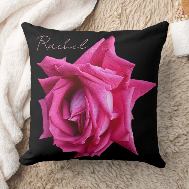 Customizable name Rachel pretty floral pink rose  Cushion (Blanket)