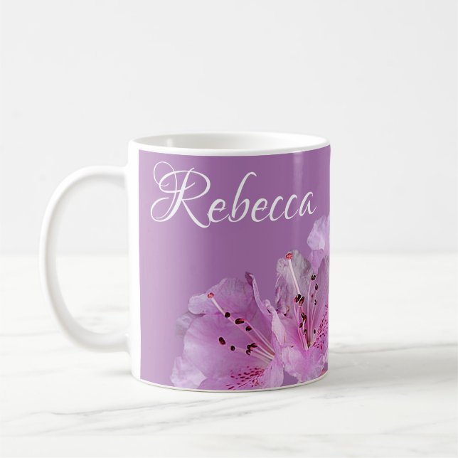 Customizable name Rebecca floral purple pink boho Coffee Mug (Left)