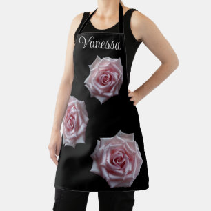 Customizable name Vanessa pretty pink rose boho  Apron