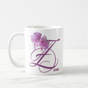 Customizable name Zara pink flowers retro style Coffee Mug