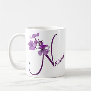 Customizable Naomi name pretty purple floral fun Coffee Mug