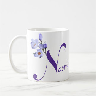 Customizable Naomi name pretty purple floral girly Coffee Mug
