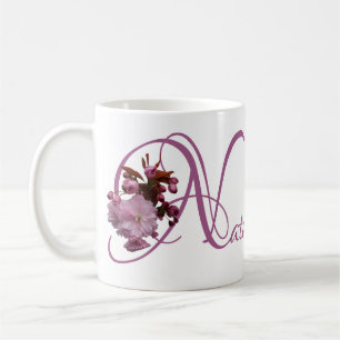 Customizable Natalie name pink cherry blossom boho Coffee Mug