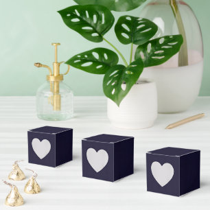 Customizable Navy Blue Simple Attractive Heart Favour Box