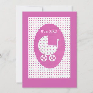 Customizable New Baby Girl Announcement Card