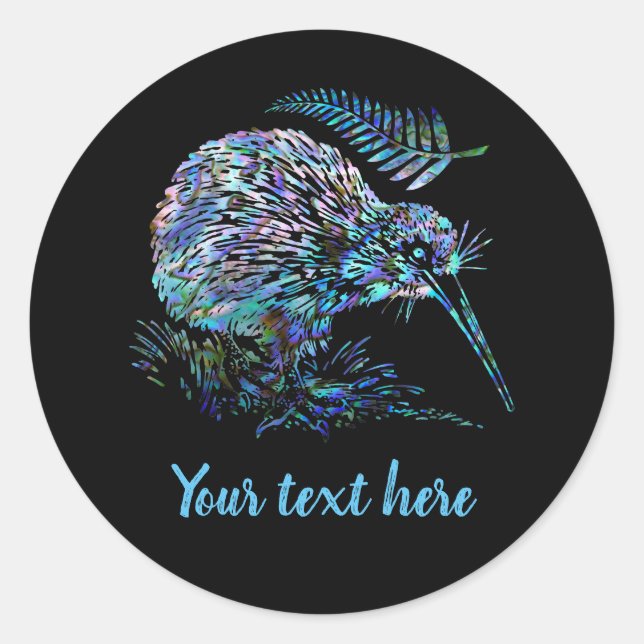 CUSTOMIZABLE NEW ZEALAND KIWI PAUA ROUND STICKER (Front)
