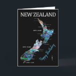 CUSTOMIZABLE NEW ZEALAND MAP BIRTHDAY CARD<br><div class="desc">Designed by Madjack Tees.

Classic New Zealand map - in the vibrant colors of the Paua shell. 

Text can be changed to suit.</div>