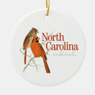 Customizable North Carolina Ornament with Cardinal