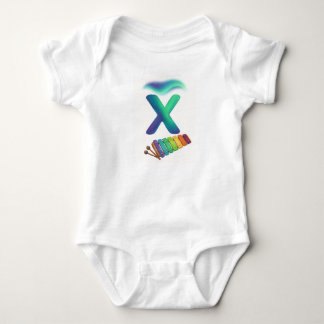 Customizable Northern Lights Letter X Xylophone Baby Bodysuit