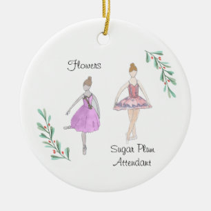 Customizable  Nutcracker Flowers/Sugar Plum  Ceramic Tree Decoration