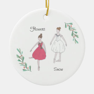 Customizable  Nutcracker Snow/Flowers Ceramic Tree Decoration