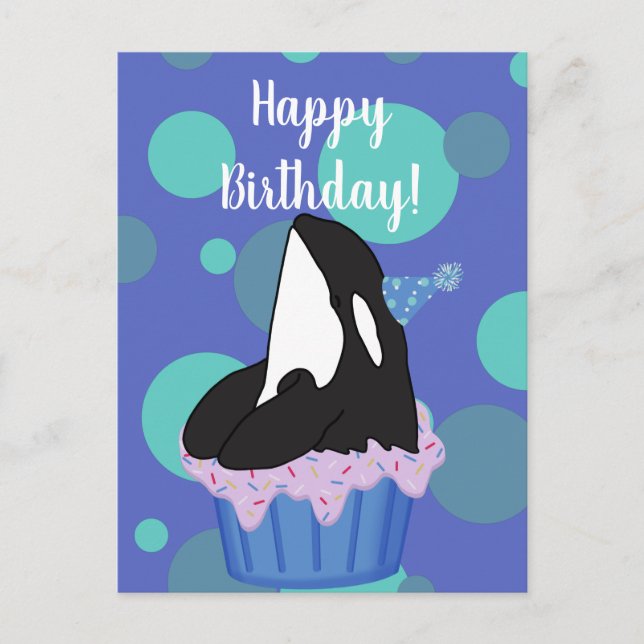 Customizable Orca Killer Whale  Birthday Postcard (Front)
