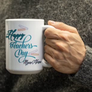 Customizable Pastel Blue Happy Teachers Day Coffee Mug