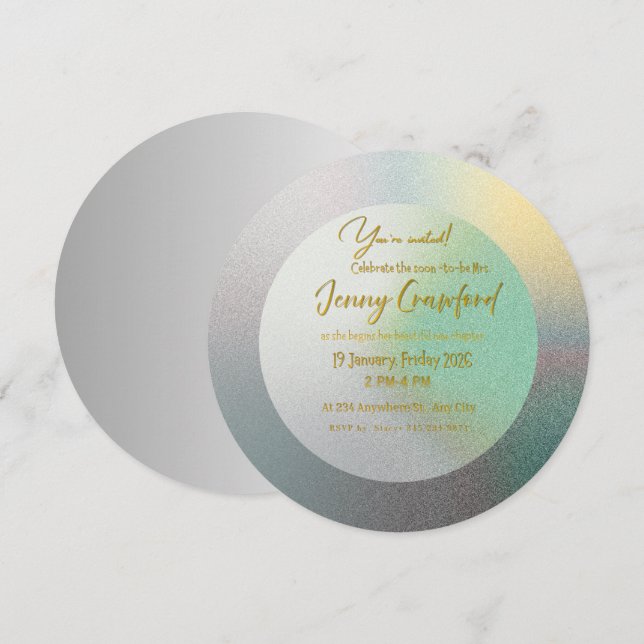 Customizable Pastel Gradient Round Wedding Brunch  Invitation (Front/Back)