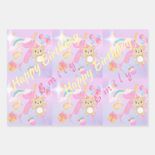 Customizable Pastel Happy Birthday Wrapping Paper 