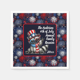 Customizable Patriotic Raccoon 4th of July Party Napkin
