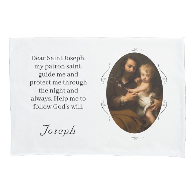 Customizable Patron Saint (St. Joseph) Pillowcase (Front)