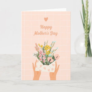 Customizable Peach Floral Mother's Day Card
