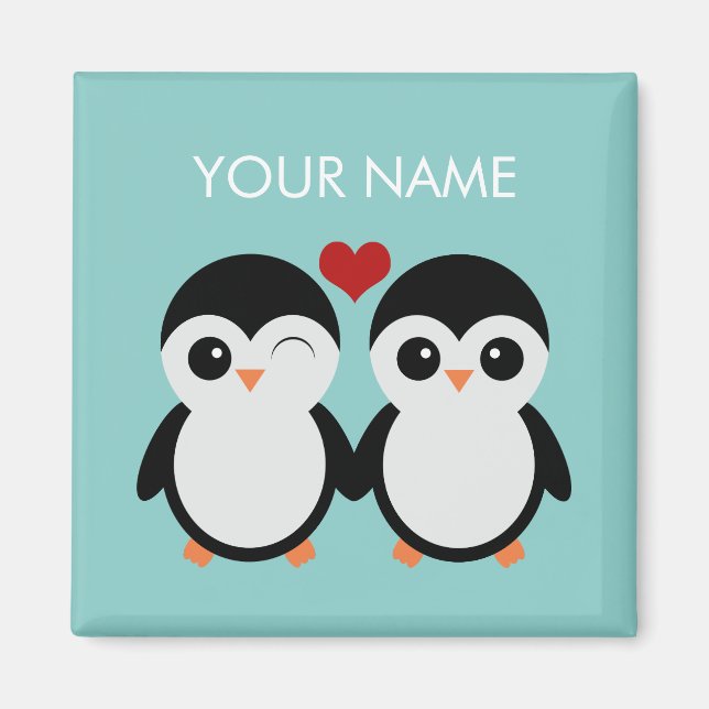 Customizable penguin couple magnet (Front)