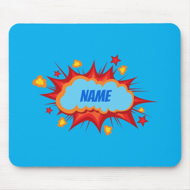 Customizable personalized comic explosion mouse mat (Front)