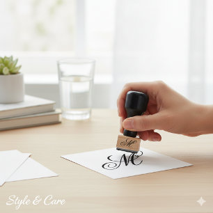 Customizable Personalized Stylish Monogram Rubber Stamp