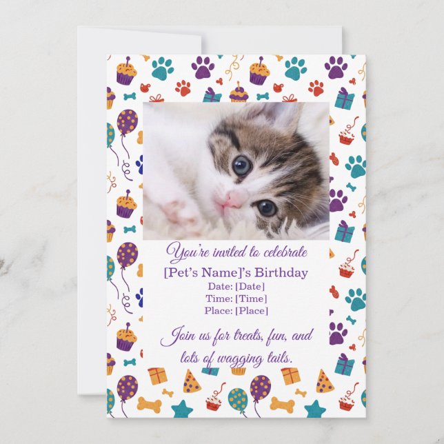 Customizable Pet Birthday Party Invitation (Front)