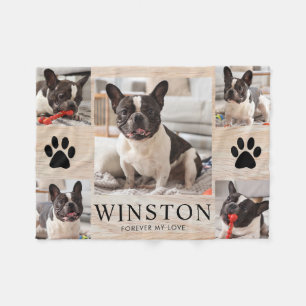 Customizable Pet Dog Memorial Photo Keepsake Fleece Blanket