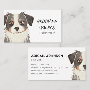 Customizable Pet Grooming with Cute Dog Design Business Card