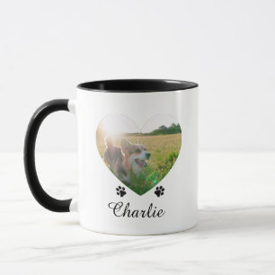 Customizable Pet Heart-Shaped Photo Template Text  Mug