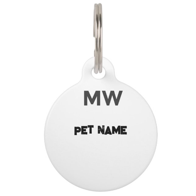 Customizable Pet ID Tag with MW Monogram (Front)