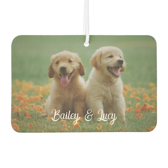 Customizable Pet Photo With Customizable Name Text Car Air Freshener (Front)