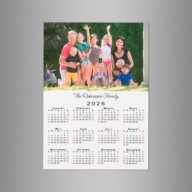 Customizable Photo and Name 2026 Calendar Magnet (Customizable Photo and Name 2026 Calendar Magnet in situ)