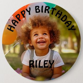 Customizable Photo and Name Birthday Button
