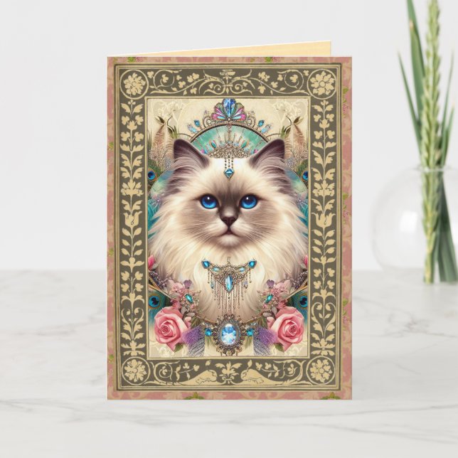 Customizable Photo Card - Ragdoll Cat Birthday (Front)