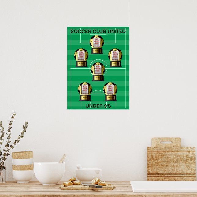 Customizable photo golden soccer team posters (Kitchen)
