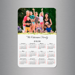 Customizable Photo Name 2026 Calendar Magnet