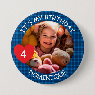 Customizable Photo, Name And Age Birthday Button