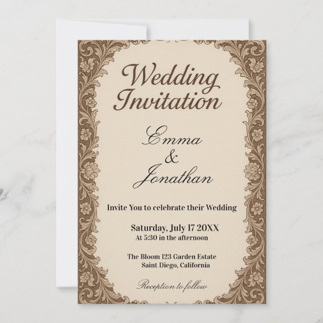 Customizable Photo Wedding Invitation Card (Front)