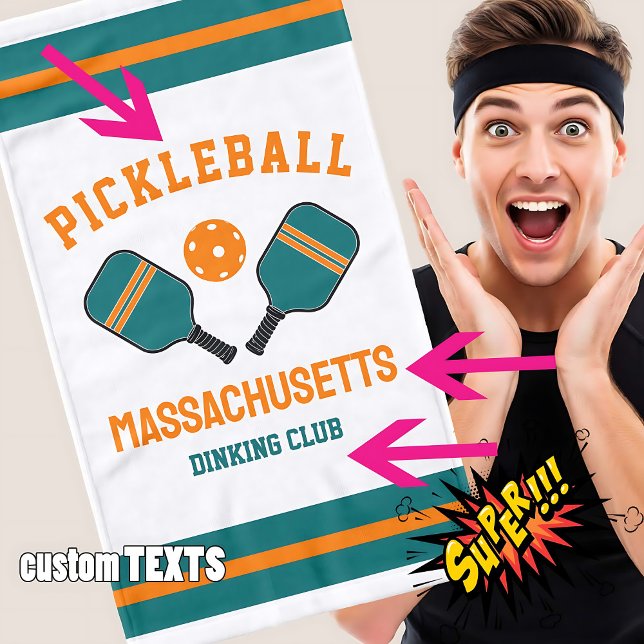 Customizable pickleball hand towel (Customizable pickleball hand towel - orange and teal)