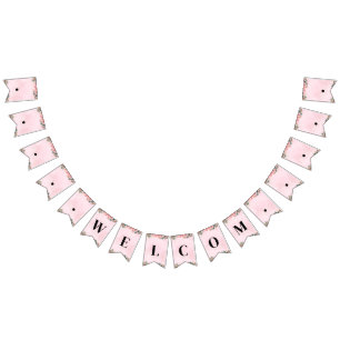 Customizable Pink Bunting Banner - Welcome